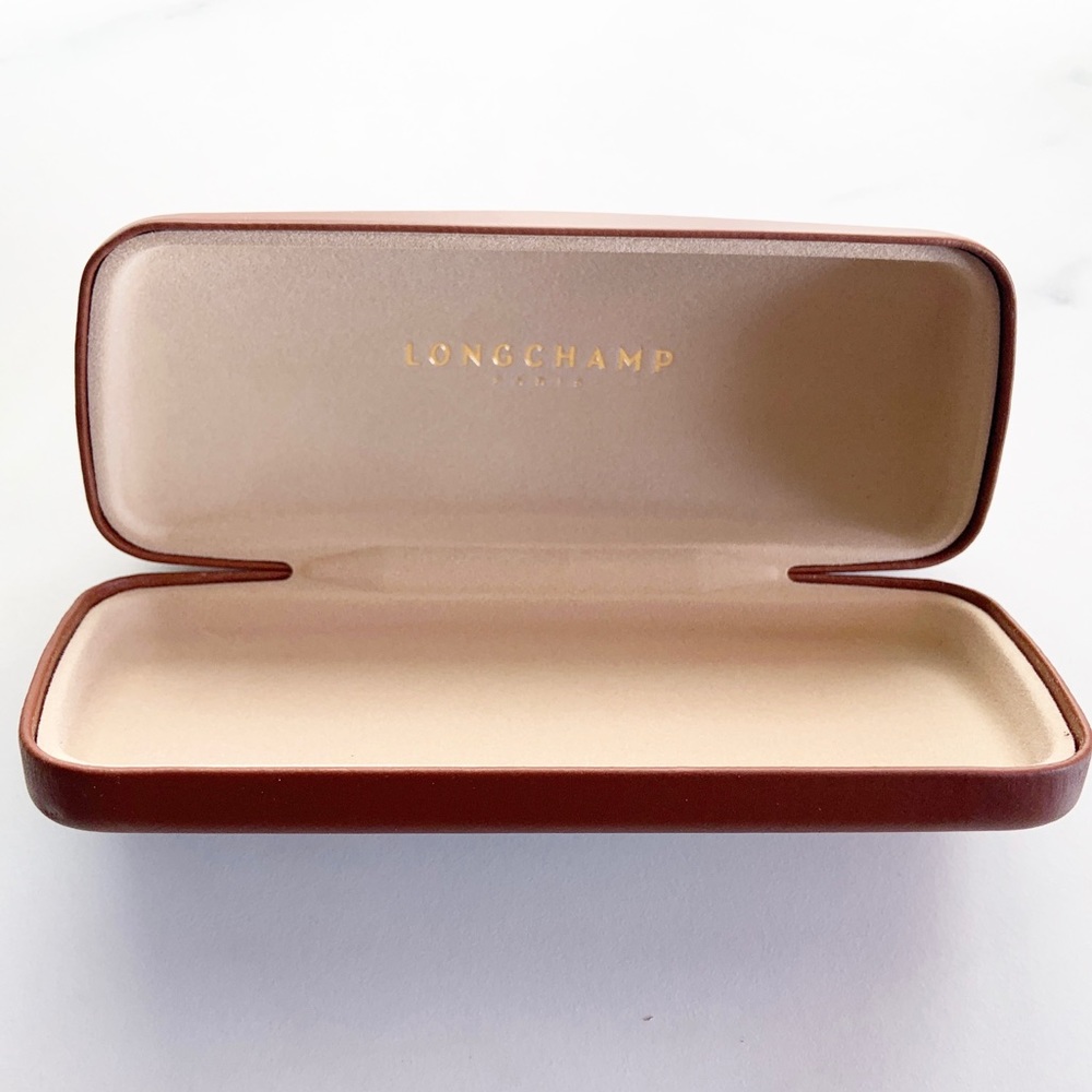 Longchamp Paris Brown Hard Sided Clam Shell Sunglasses Glasses Case